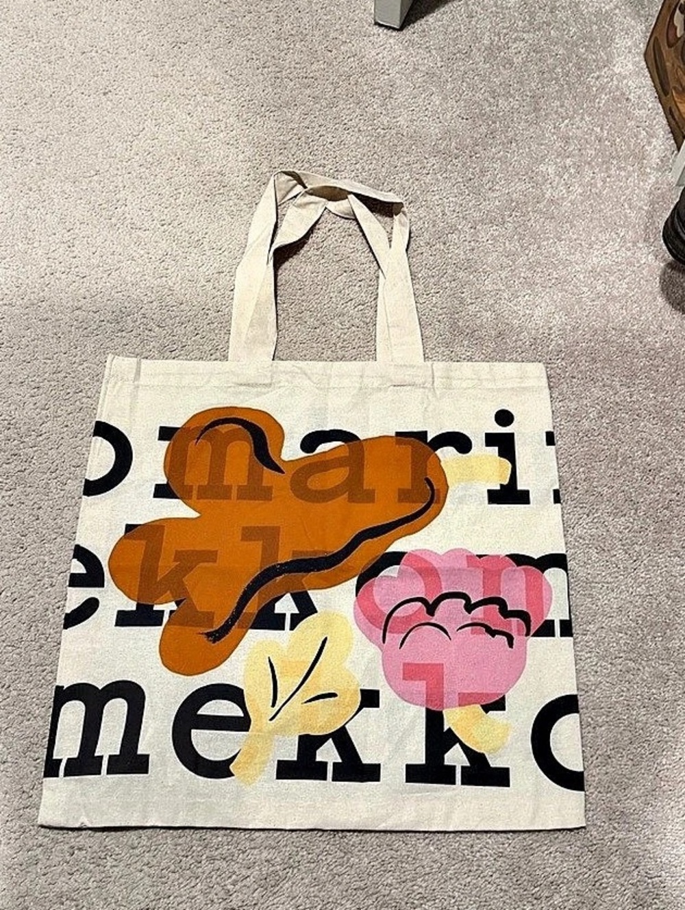 Marimekko Printed Canvas Tote Bag in White & Multi
